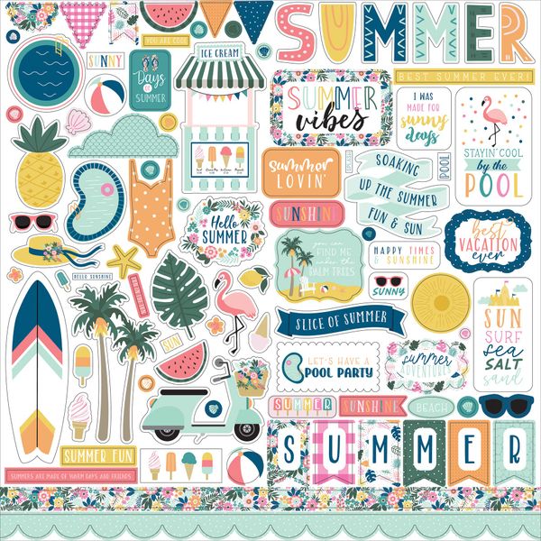 Echo Park Paper Co. Pool Party Element Sticker
