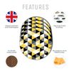 Destination Vinyl 4 Set - Yellow Black White Geometric Coasters - Kitchen Drinks #3296