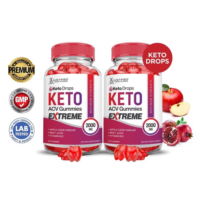 Keto Drops Keto Extreme ACV Gummies 2000MG Apple Cider Vinegar 120 Gummys