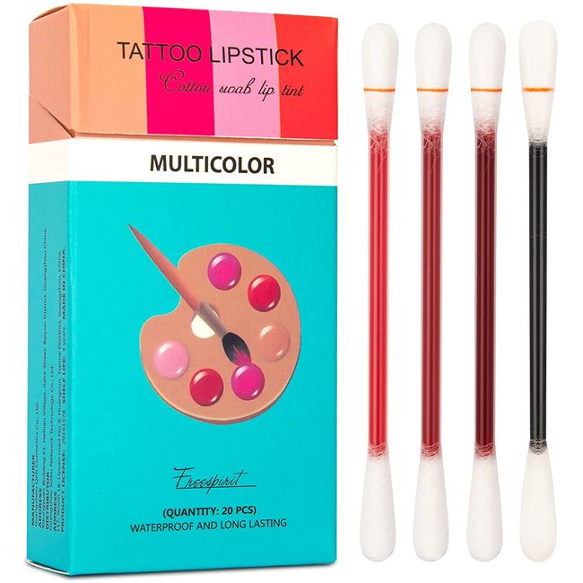 20 Pcs Tattoo Lipstick Cigarette Cotton Swab, Long Lasting Waterproof Disposable Portable Lipstick, Durable Waterproof Liquid Non-Stick Lipstick, Easy To Carry (Color: mixed)