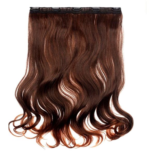 Prettyland - DQ138 22'' one-piece clip-in extension hairpiece wavy curly long hair thickening - 4T30