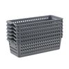 Dehouse Set of 6 Silm Plastic Storage Baskets, Slim Plastic StorageTrays, Gray