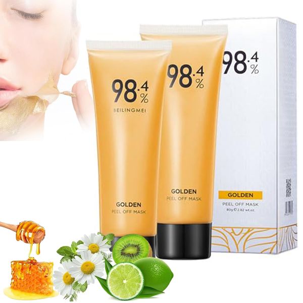 Peel-Off Anti-Wrinkle Whiten Mask, Golden Peel Off Mask, Gold Foil Peel-Off Mask, Golden Collagen Gesicht Tear Off Mask, Blackhead Remover Mask Moisturizing Face Skin Care (2 PCS)