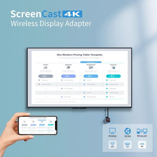 4K Wireless HDMI Display Adapter,TV Adapter for The APP YouTube,for i-Phone, i-Pad, Android, Tablet, Laptop,Window to HDTV/Monitor/Projector, Compatible Miracast, AirPlay, DLNA