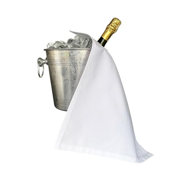 BOTTLECLOTHS - Catering Bottle Cloth for Ice Buckets or Wine Coolers, Polycotton, 42 cm, Corner Hole, Stitched Circle (White, Pack of 1)