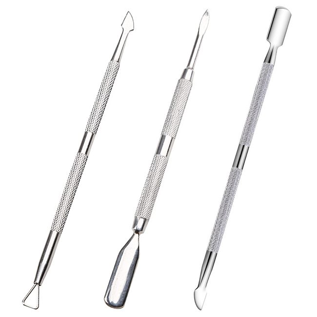 Cuticle Pusher 3Pcs Nail Tools Nail Cuticle Remover Metal Cuticle Pusher Nail Cuticle Pusher Nail Scraper Dual Cuticle Pusher Tool for Fingernails Toenails Nail Cleaner Cuticle Remover Tool