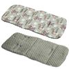 Cotton & Bubble Fleece Pram Insert, Liner Covers 5pt Universal Reversible (Elephants/Grey)