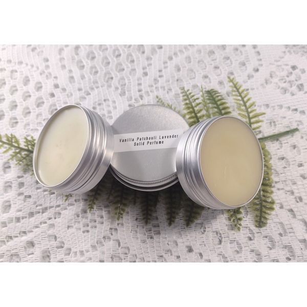Solid perfume, creamy perfume, perfume balm, vanilla, patchouli, lavender blend