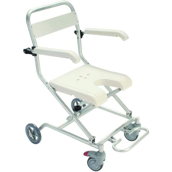 Yubbuio Nursing Care Supplies, Bath Chair, Shower Chair with Casters, Bath Chair, Nursing Handrail, Folding Bus Chair, With Backrest, Armchair, U-Shaped Seat, Home Care, Fall Prevention, Elderly,