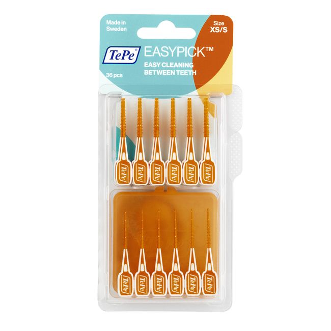 TePe Easy Pick Blister Pack (36 Pack) with Carrying Case (XS/S)