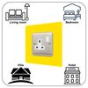 Single Socket Surround | Square | Acrylic Back Panel or Finger Plate | Light Switch Plug, Colour: Yellow