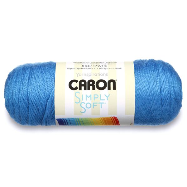 Caron Simply Soft Party Solids Yarn, Gauge 4 Medium Worsted, - 6 oz - Cobalt Blue