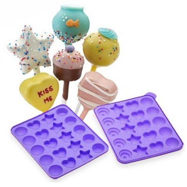 Cake Pops Shapes Instant Silicone Baking Pan Set, Multicolored