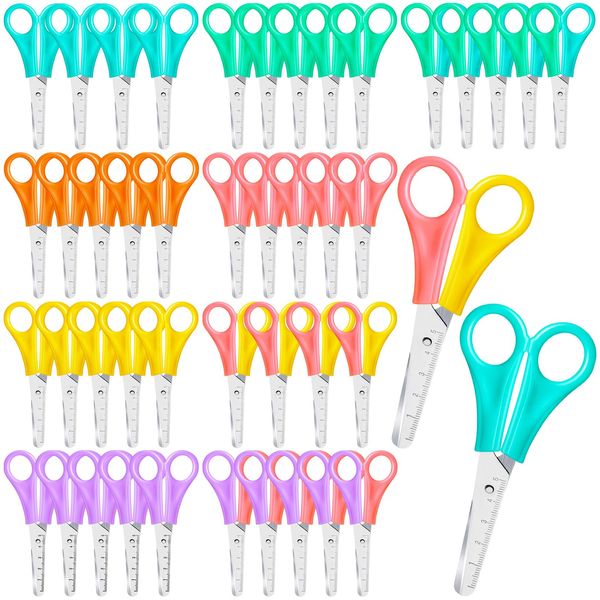 45 PACK Blunt-Tip Bulk Scissors for Kids, 5" Kid Scissors for School Supplies, Kid Safety Scissors, Universality Craft Scissors for Kids Random Scissor Needs, In The Kitchen, Construction Paper