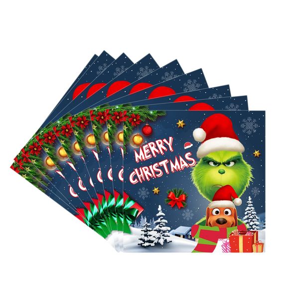 20Pcs Christmas Party Paper Napkins 16.5cm,Merry Christmas Tableware Decor The Grinch Pattern Disposable Xmas Tissue Paper Luncheon Napkin Dinner Napkins for Christmas Party Supplies Table Decorations