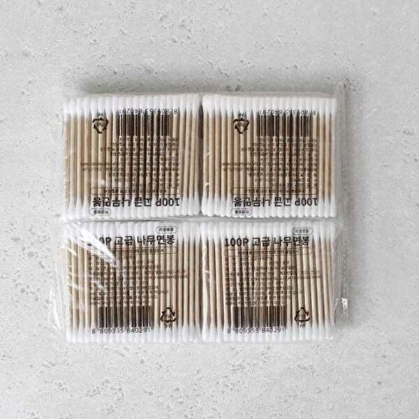 Premium Wooden Cotton Swab Refill 100P x 4_WA2575E