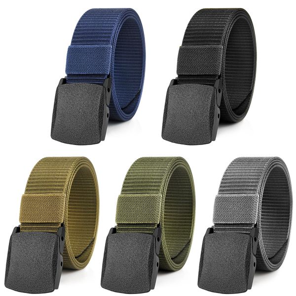 Magiccute 5PCS Work Belts for Men and Women, Unisex Canvas Nylon Fabric Belt Adjustable with Plastic Buckle, Length 130cm