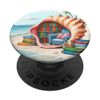 Seashell As Reading Nook On Calm Beach Books Palm Trees PopSockets with Interchangeable PopGrip