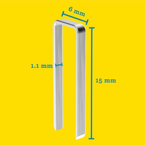 Rapid High-Performance Staples for Dense Materials, Narrow Crown No. 606, Leg Length 15mm, Staple Gun Staples, Resin-Coated Galvanised Steel, 1200 Pieces, Narrow Blister (40109528)