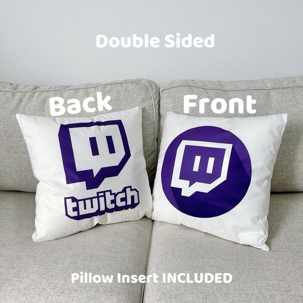 Double Sided 16" Pillow Case Twitch Purple Insert INCLUDED Creator Subscribe