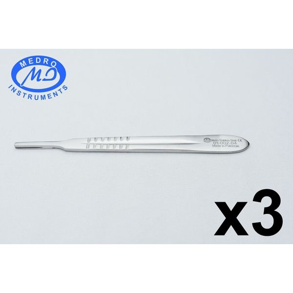 3x Scalpel Handle No.4 Blade Holders OR Grade Surgical and Dental Instruments