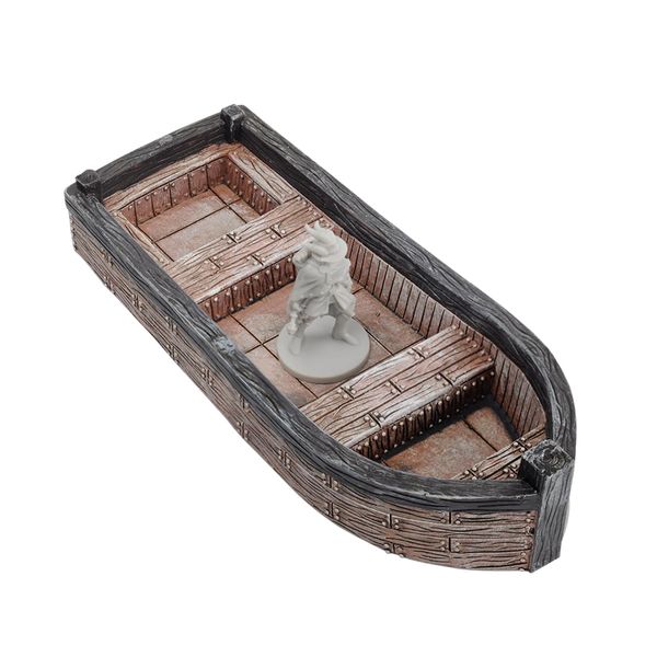 CZYY DND Skiff Miniature Hand-Painted Resin Medieval Row Boat Fantasy Tabletop 28mm RPG Scatter Terrain for Dungeons and Dragons, Wargames, TTRPGs