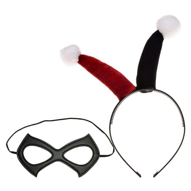 Delicate Dew Halloween The Joker Cosplay Headband Black Eyes Mask Costume Party Supply (Headband and mask)