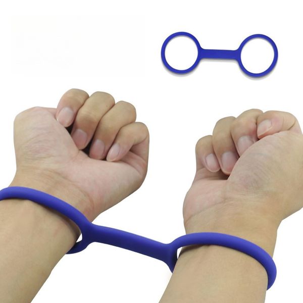Flexible Silicone, Waterproof, Soft Handcuffs, One Size Fits Most, Blue