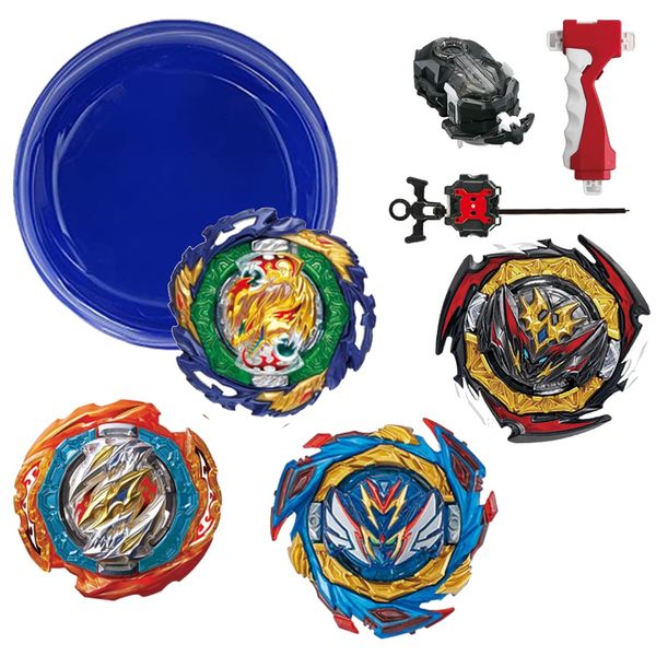 ASVEXKW Battling Tops Burst Toy Game 4 Set Spinning Tops 2 Launchers Battle Battling Tops Set Great Birthday Gift for Children Kids Boys Ages 6+ (1854) Multicolor