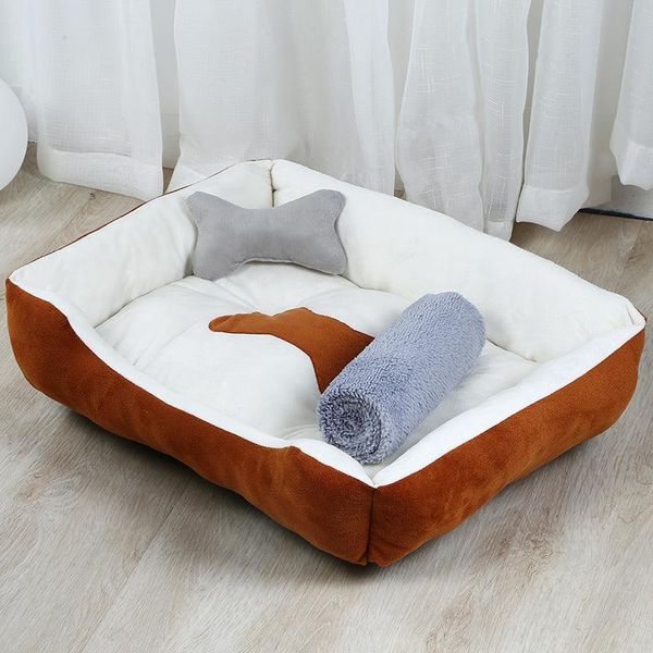 Cozy Retreat Large Dog Bed - Brown Kennel With Bamboo Mat / 50X40Cm