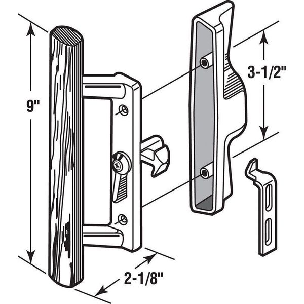 Prime-Line 141866 Wood Tone Steel Outdoor Sliding Door Latch 5 W x 2.37 L in.