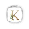 Personalised Initial K Any Letter Gold Effect Floral Leaf Compact Pocket Mirror Initials Custom Monogram