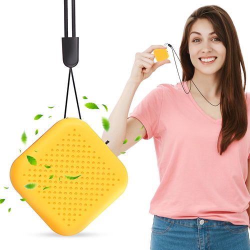 LIFTHONSO Portable Air purifier |Multipurpose Mini Air cleaner for gym, home & car | 12 million ions/cm³, Rechargeable 120 hours battery life-Hanging Compact Lanyard design (Yellow)