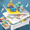 Kids Table & Chair, Block Play, Block Table, Learning Puzzle, Multifunction Assembly Combination Table, Learning, Drawing, Dining, Fish Pool (350 Blocks)