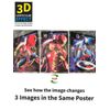 Marvel,Spider Man,Iron Man,captain America-3D Poster,3 images In One, 3D Effect