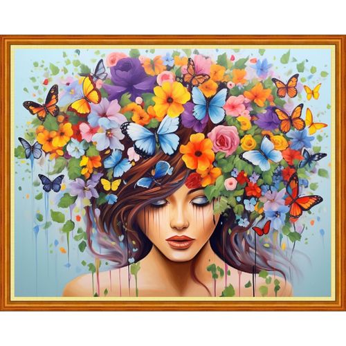 Dooxvey Cross Stitch Kits for Adult Beginners - Full Range of Stamped Kits with 11CT Patterns - Flower Girl Design, 16x20 inch