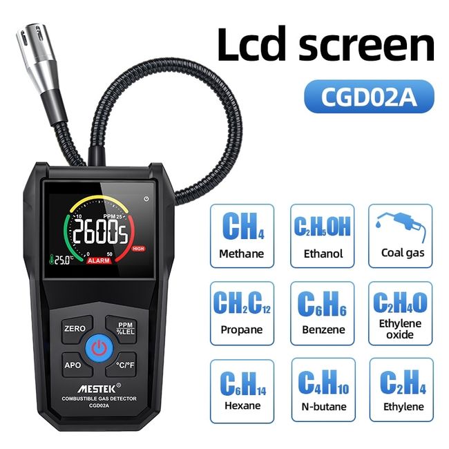 Portable Complex Gas Analyzer Gas Leak Leak Detector Detector Detector Analyzer Detector Sound Alarm, Partner, cgd02a, 1 pc