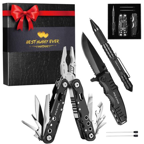 Gifts for Husband, Multitools Gift Set "BEST HUBBY EVER" with Multitool Pliers, Pocket Knife, Tactical Pen, Men Gifts for Hubby from Wife, Stocking Stuffers EDC Multi-tools(BEST HUBBY EVER)