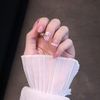 24pcs Nail Tips Nude Powder Butterfly Decoration Small Floral Pattern for Wedding, Party, Holiday, Dating, Prom, Daily Life