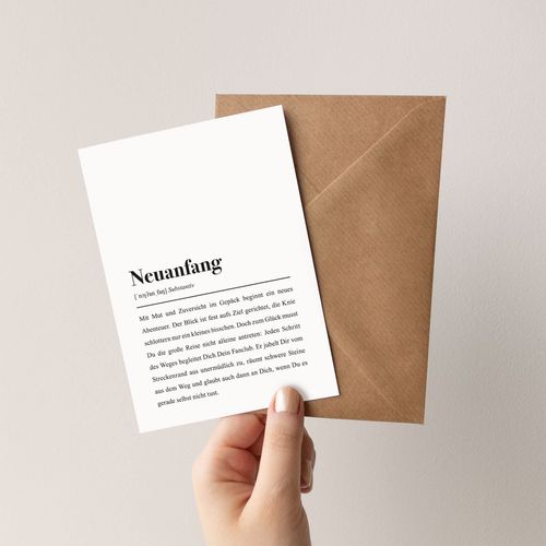 Neuanfang Definition: Grußkarte mit Umschlag