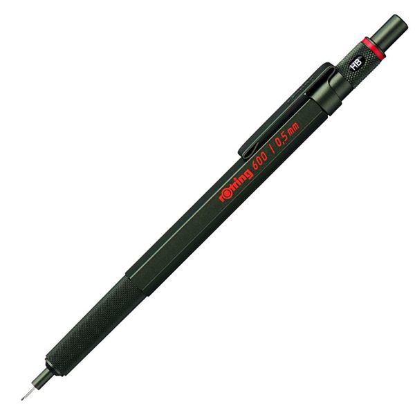 rOtring 600 Mechanical Pencil | 0.5 mm | Green All-Metal Body Propelling Pencil | Non-Slip Knurled Grip & Hexagonal Barrel