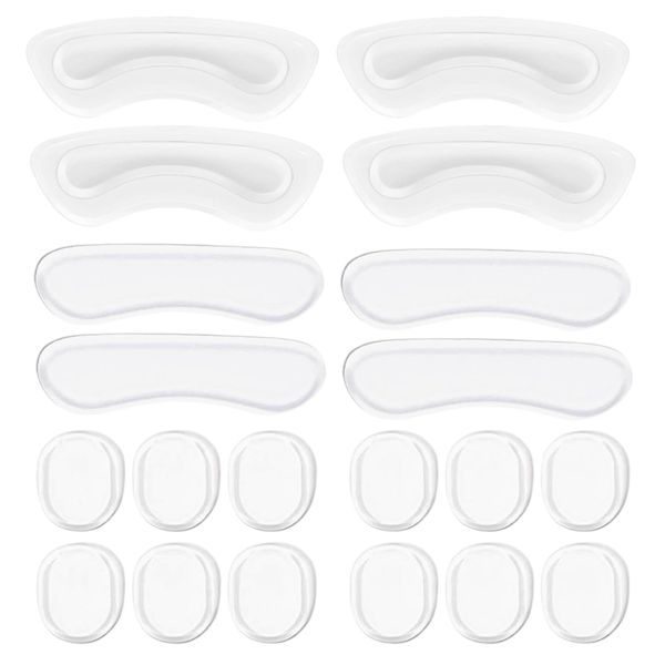 Heel Grips, 8PCS Heel Inserts, 12PCS Shoe Inserts, Gel Heel Cushion Inserts for Women Men, Adhesive Shoe Pads for Loose Shoes, Heel Slipping, Rubbing