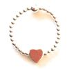 Sterling Silver 925 Beaded Stretch 2mm Ring With 6mm Heart Bead