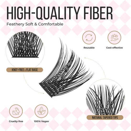 LASHVIEW Eyelash Extension Clusters, 168 Pieces, D Curl Eyelash Clusters, Natural Look Cluster Eyelash Extensions, Super Thin Band & Soft Eyelashes, Reusable, 9-16 mm Mix (56D)