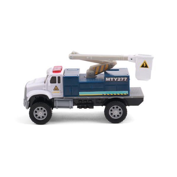 Mighty Fleet Toughest Minis 5" Cherry Picker Toy w/Lights & Sounds, Realistic Design & Batteries Included - Age 3+