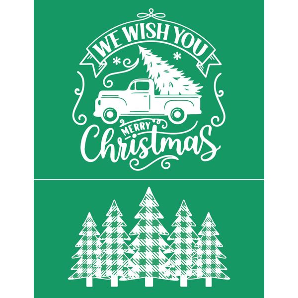 DGAG Christmas Tree Self-Adhesive Silk Screen Stencils,WE Wish You Merry Christmas Screen Printing Stencils for Craft Xmas Chalk Paste Mesh Stencil Reusable Stencils for Painting on Wood Windows Home