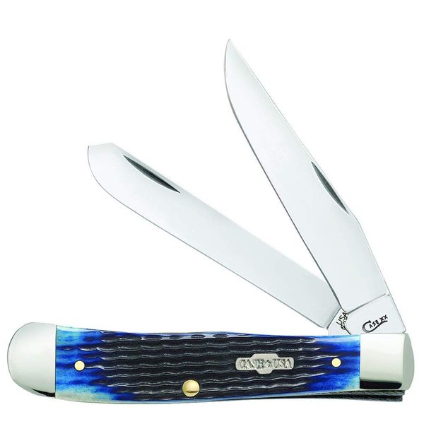 WR Case XX Pocket Knife Navy Blue Bone Trapper Item #2800 - (6254 SS) - Length Closed: 4 1/8 Inches