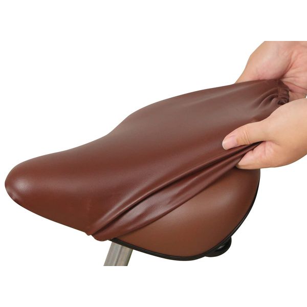 [Amazon.co.jp Limited] Captain Stag Y-7827 Bicycle Saddle Cover, Waterproof, Ultra Stretch, For Mamachari, Brown, Saddle Width: 11.4 - 13.8 inches (29 - 35 cm), Saddle Length: 11.4 - 13.4 inches (29 -