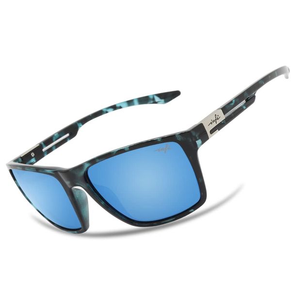 Polarized Sunglasses for Fishing, Driving, Driving, Sports, Running, UV Protection, Men's, Women's, Gradient, Black Frame, Smoke Lenses, Blue Mirror, Designer Model, shiny black