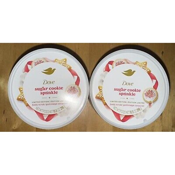 (2) DOVE HOLIDAY SUGAR COOKIE SPRINKLE LIMITED EDITION BODY SCRUB 10.5 OZ EACH